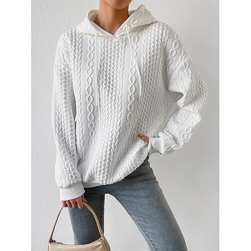 

femme pull pull torsadé surdimensionné couleur unie à capuche élégant décontracté extérieur quotidien automne hiver noir blanc s m l