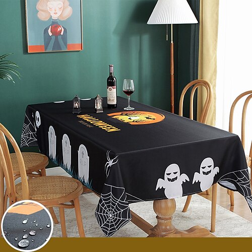 

Halloween Tablecloth, Waterproof, Oil Proof, Dining Table Mat, Ghost Festival Horror Decoration, Oil Proof, And Stain Proof