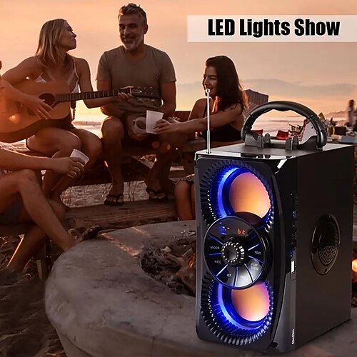 

Altavoz inalámbrico portátil con subwoofer doble y radio fm: perfecto para viajes en interiores y exteriores