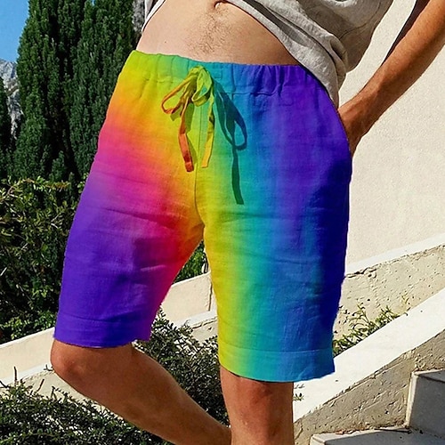 

Homme Short Short d'été Short de plage Cordon Taille elastique Impression 3D Graphic Dégradé Respirable Doux Court Casual du quotidien Vacances Vêtement de rue Hawaïen Bleu Arc-en-ciel Micro-élastique