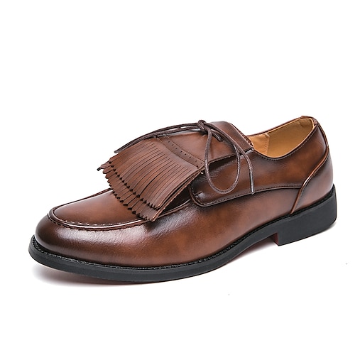 

Homens Oxfords Sapatos casuais masculinos Sapatas da manta do estilo britânico Novidades Casual Formais Diário Escritório e Carreira Couro Ecológico Confortável Antiderrapante Preto Marron Primavera