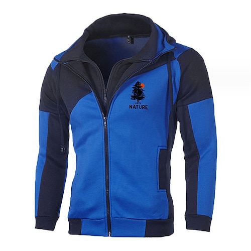 

Farbblock Baum Grafik-Drucke Sport Klassisch Brautkleider schlicht Herren Hoodie Jacke Oberbekleidung Kapuzenpullover mit Reißverschluss Festtage Urlaub Strassenmode Hoodies Weiß Blau Grau Langarm