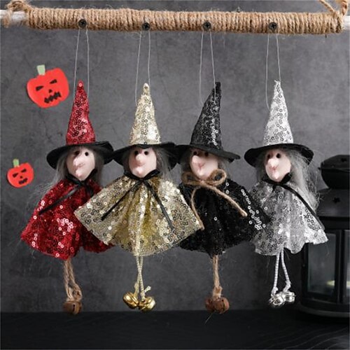 

lantejoulas de halloween cabides de bruxa decoração de parede de casa fantasma layout de cena decoração de suspensão