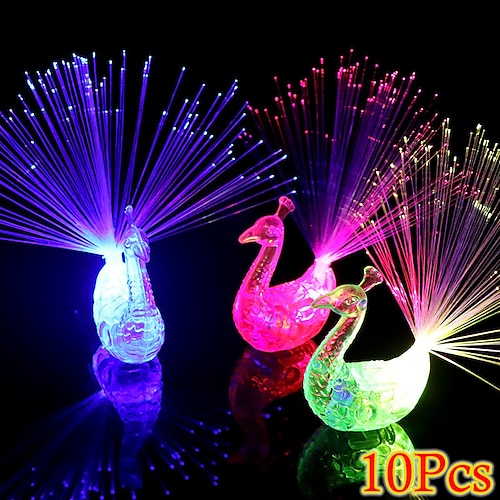 

Ilumina la fiesta con esta colorida luz LED de dedo de pavo real: ¡un regalo divertido para los niños!