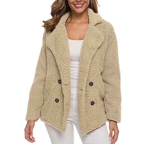 

Mujer Chaqueta de Invierno Abrigo de invierno Chaqueta de lana Abrigo de peluche Exterior Calle Otoño Invierno Abrigo Holgado Mantiene abrigado Resistente al Viento Contemporáneo Elegante Chaquetas