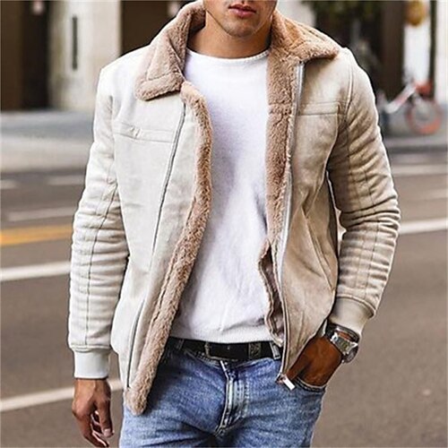 

Hombre Chaqueta de Invierno Chaqueta de lana Chaqueta de sherpa Exterior Ropa Cotidiana Templado Cremallera Bolsillo Otoño Invierno Plano Moda Ropa de calle Diseño Regular Negro Azul Piscina Caqui