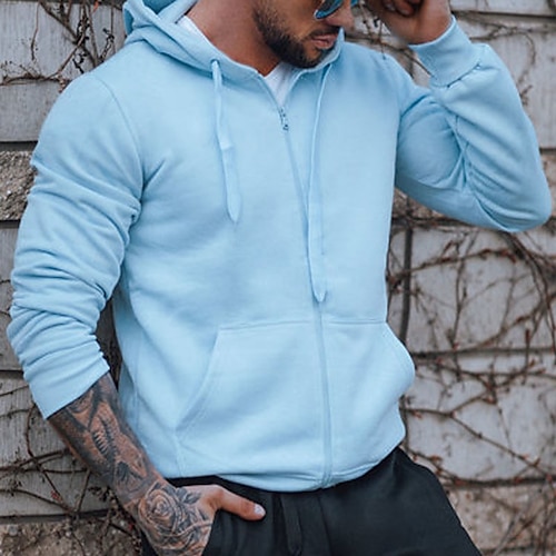 

Hombre Sudadera Sudadera con capucha y cremallera completa Rosa Azul Piscina Gris Con Capucha Plano Deporte Diario Festivos Ropa de calle Fresco Casual Primavera Otoño Ropa Sudaderas con capucha