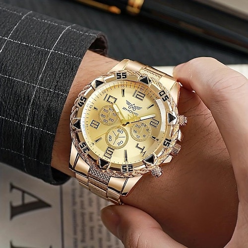 

Men Quartz Watch Large Dial Wristwatch Digital dial World Time Decoration Stainless Steel Watch
