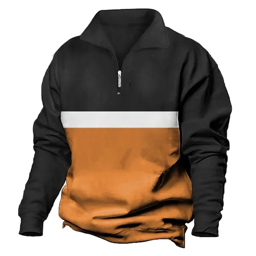 

Hombre Sudadera Sudadera con cremallera Marrón Media cremallera Bloque de color Deporte Diario Festivos Ropa de calle Básico Casual Primavera Otoño Ropa Sudaderas con capucha Sudaderas