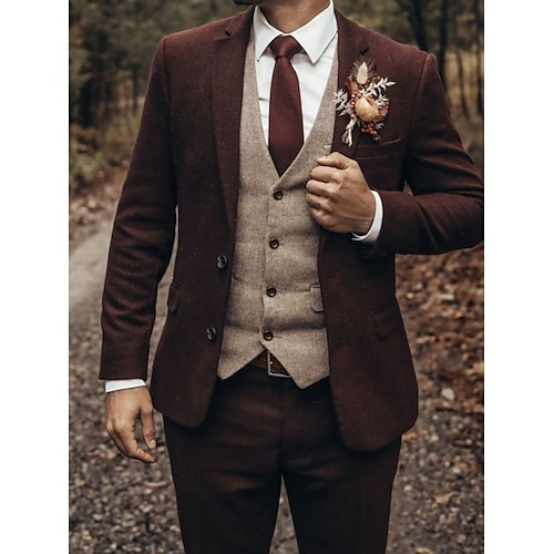 

Trajes de boda de otoño para hombre color burdeos, 2 piezas, color sólido, ajuste a medida, un solo pecho, dos botones, 2023