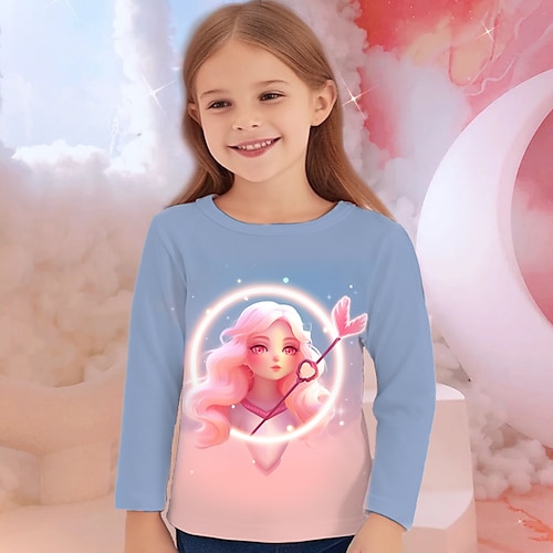 

Para Meninas Camisa Camiseta Manga Longa Gráfico Desenho Animado Impressão 3D Ativo Moda Estilo bonito Poliéster Ao ar livre Casual Diário Infantil Crewneck 3-12 anos Gráfico impresso em 3D Normal