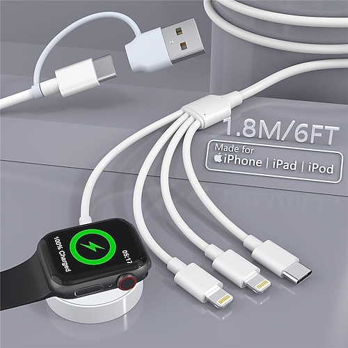 

4-in-2 Apple Watch Ladekabel für Apple Watch/iPhone/Airpods Watch magnetisches Ladekabel mit iwatch Serie SE/8/7/6/5/4/3/2