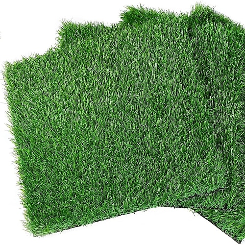 

Artificial Grass Square Mats 12 x 12 Inch Green Fake Grass Turf Tiles for Placemats Party Patio Decor DIY Crafts