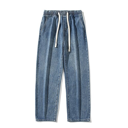 

Hombre Vaqueros Pantalones Pantalones de mezclilla Bolsillo Correa Cintura elástica Plano Comodidad Transpirable Exterior Diario Noche Mezcla de Algodón Moda Casual Negro Azul Piscina