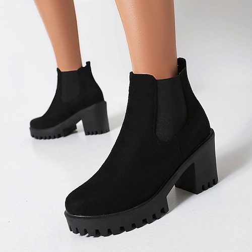 

Mulheres Botas Coturnos Botas Chelsea Botins Botins Diário Botas Botas Tornozelo Inverno Salto Robusto Ponta Redonda Moda Elegante Casual Couro Ecológico Mocassim Côr Sólida Leopardo Preto Vermelho