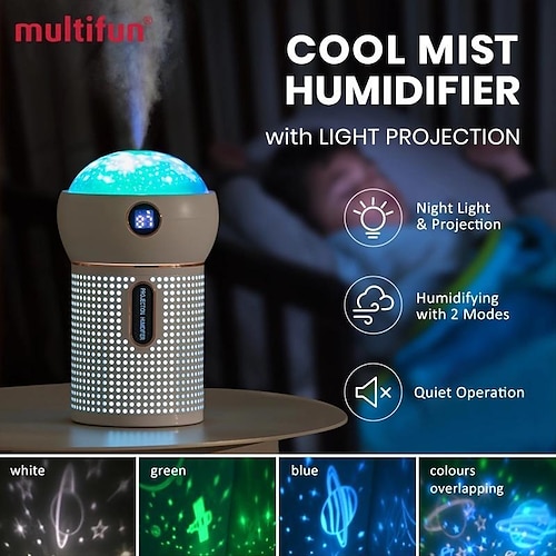 

1 pc 360 mini humidificateur rotatif avec lumières de projecteur led et 6 couleurs changeantes lampe pour scène chambre et mariage