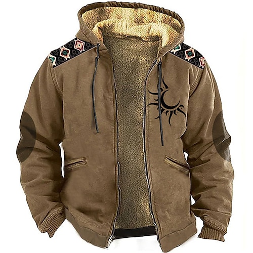 

Tribal Estampados Diario Étnico Clásico Hombre Impresión 3D La chaqueta con capucha Chaqueta de lana Abrigos Festivos Vacaciones Noche Sudaderas Marrón Verde Ejército Azul Oscuro Manga Larga Con