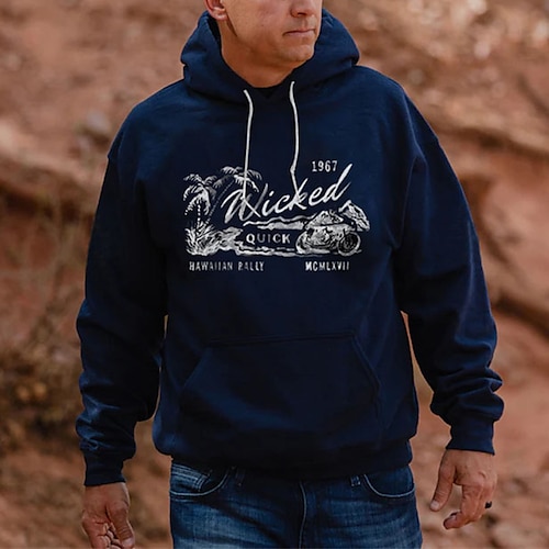 

Hombre Sudadera Con Capucha Azul Marino Con Capucha Árbol Estampados Estampado Diario Deportes Ropa de calle Design Básico Primavera Otoño Ropa Sudaderas con capucha Sudaderas