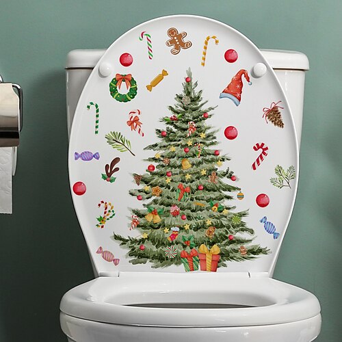 

Autocollant de bonbons d'arbre de noël, autocollant mural de noël, autocollant de toilette, décoration de maison, autocollant mural auto-adhésif