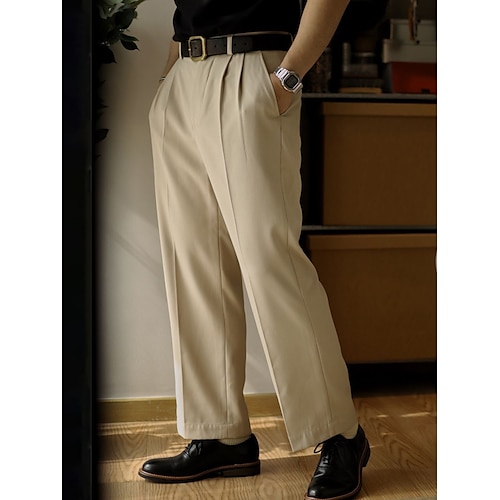 

Hombre pantalones de traje Pantalones Pantalones de traje Bolsillo Plano Comodidad Transpirable Exterior Diario Noche Moda Casual Caqui