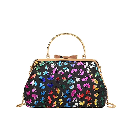 

Mujer Bolso de noche Cuero de PU Navidad Gran Capacidad Bloque de color Negro Blanco Rosa