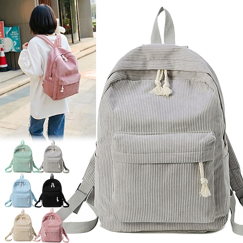 

Damen-Rucksack, Cord-Design, Schulrucksäcke für Mädchen im Teenageralter, Schultasche, gestreifter Rucksack, Reisetaschen, Umhängetasche