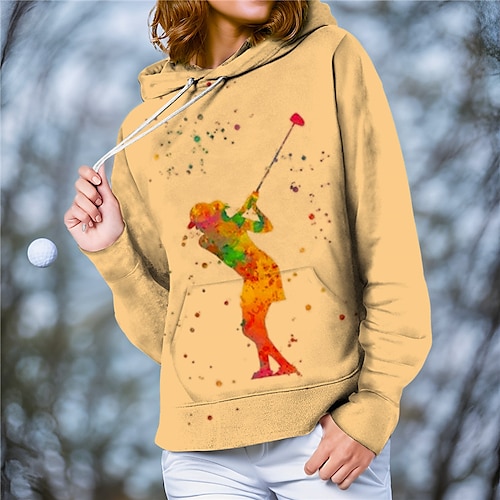 

Women's Golf Hoodie Golf Pullover Breathable Quick Dry With Pockets Long Sleeve Golf Apparel Golf Clothes Regular Fit Printed Maillard Spring Autumn Tennis Golf Pickleball