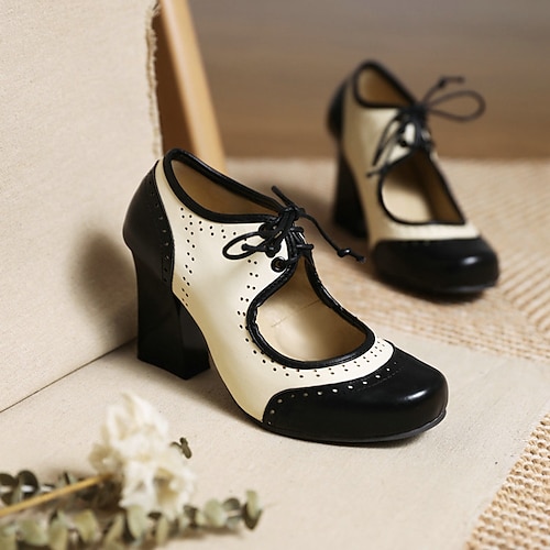 Black and white oxford heels sales