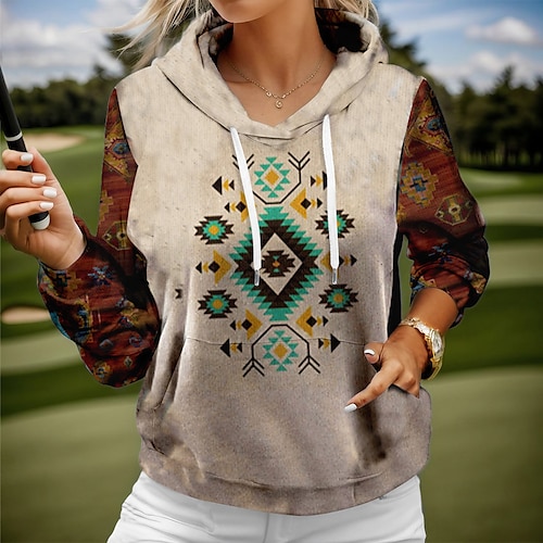 

Mujer Sudadera con capucha de golf Jersey de golf Mantiene abrigado Transpirable Dispersor de humedad Manga Larga Ropa de golf Camiseta Ajuste regular Correa Con Capucha Animal Impreso Primavera Otoño