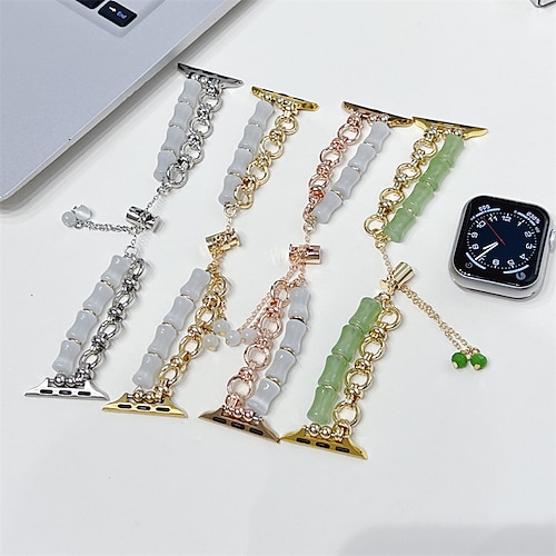 

Jewelry Bracelet Compatible with Apple Watch band 38mm 40mm 41mm 42mm 44mm 45mm 49mm Women Glitter Beaded Alloy Strap Replacement Wristband for iwatch Series Ultra 8 7 SE 6 5 4 3 2 1