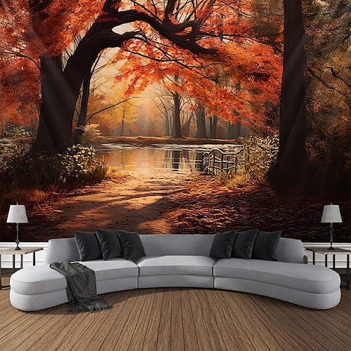 

Herbstwald hängende Wandteppich-Wandkunst, großer Wandteppich, Wanddekoration, Fotografie, Hintergrund, Decke, Vorhang, Zuhause, Schlafzimmer, Wohnzimmer, Dekoration