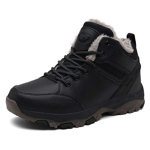 

Men's Boots Snow Boots Sporty Look Hiking Boots Winter Shoes Fleece lined Hiking Sporty Casual Athletic PU Warm Comfortable Slip Resistant Booties / Ankle Boots Lace-up Black Fall Winter