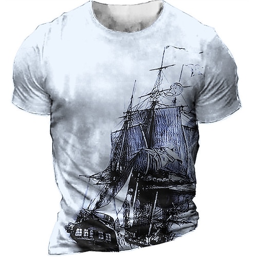 

Homme T shirt Tee T-shirt Graphique Design basique Décontractées Chemise Bateau Nautique Imprimés Photos Manche Courte Chemise bleu marine Bleu Rouge Extérieur du quotidien Des sports Col Ras du Cou