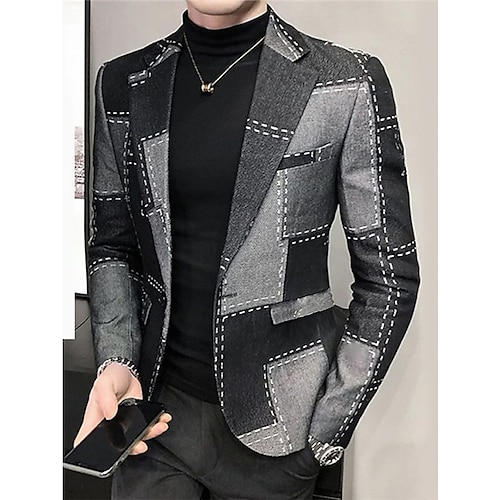 

Floral Casual Mens 3D Shirt For Wedding | Blue Summer | Plaid Check Fashion Streetwear Business Men'S Coat Work To Going Out Fall & Winter Turndown Long Sleeve Gray