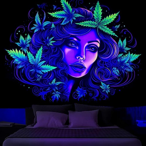

tapeçaria reativa uv luz negra tapeçaria psicodélica de fluorescência luz negra para sala de estar quarto de faculdade decoração de dormitório