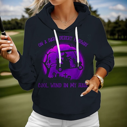 

Femme Sweat à capuche de golf Pull de golf Respirable Séchage rapide Avec poches manche longue Vêtements de golf Vêtements d'extérieur de golf Standard Imprimé Printemps Automne Tennis Le golf