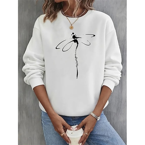 

Femme Sweat shirt Sweat Sportif basique Noir Blanche Jaune Graphic Plein Air Col Rond manche longue haut Micro-élastique Automne hiver