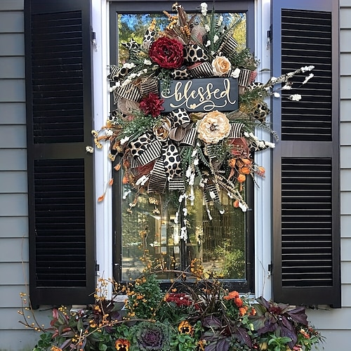 

coronas de otoño para la puerta de entrada exterior corona de guepardo de otoño corona durante todo el año decoración de otoño corona de otoño artificial con hojas de otoño decoraciones de otoño