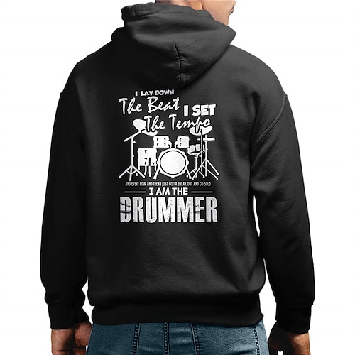 

Homens Moletom com capuz Preto Com Capuz Estampas Abstratas Instrumento Musical Imprimir Diário Esportes Roupa de rua Designer Básico Primavera Outono Roupa Moletons Moletons