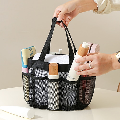 

Mesh-Kulturbeutel, atmungsaktiv, für den Außenbereich, visuelle Make-up-Tasche, tragbare Strandtasche mit großer Kapazität, faltbare tragbare Aufbewahrungstasche, 1 Stück