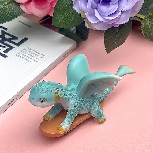 

de estatuilla de dinosaurio, dinosaurio decorativo de resina en estatua de patineta | Lindos adornos creativos de mesa para estudio, dormitorio, hogar, entrada