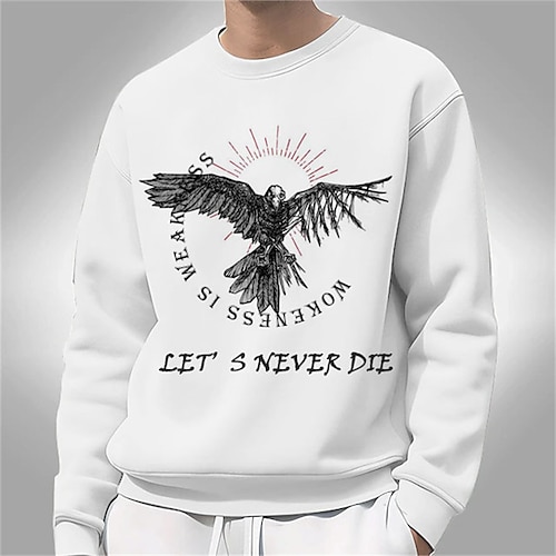 

Men's Sweatshirt Pullover White Crew Neck Animal Graphic Prints Eagle Print Sports Outdoor Daily Sports Streetwear Designer Casual Spring Fall Clothing Apparel Hoodies Sweatshirts