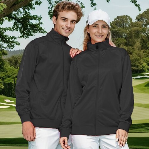 

Men's Women's Golf Jacket Thermal Warm Windproof Lightweight Long Sleeve Golf Apparel Golf Clothes Full Zip Solid Color Spring Autumn Tennis Golf Pickleball