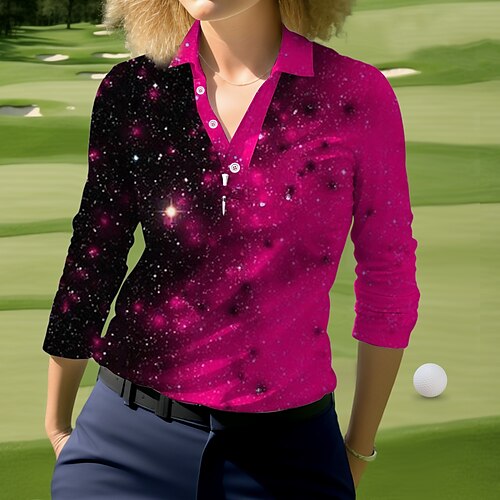 

Mujer Camisas de polo Camiseta de golf Polo con botones Transpirable Secado rápido Dispersor de humedad Manga Larga Ropa de golf ropa de golf Ajuste regular Gradiente de Color Primavera Otoño Tenis
