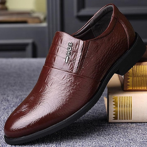 

Men's Oxfords Comfort Loafers Dress Loafers Business Vintage Casual Daily Office Career Faux Leather Comfortable Slip Resistant Wear Resistance Dark Brown Black Summer Spring Fall