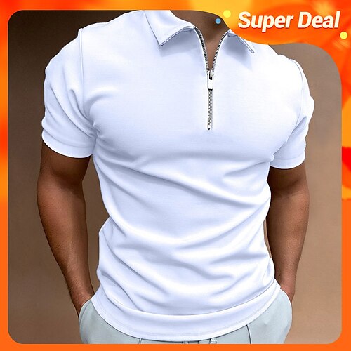 

Herren Poloshirt Poloshirt mit Viertelreißverschluss Casual Festtage Kargen Viertel Postleitzahl Kurzarm Modisch Basic Glatt Viertel Postleitzahl Sommer Regular Fit Schwarz Weiß Burgunderrot