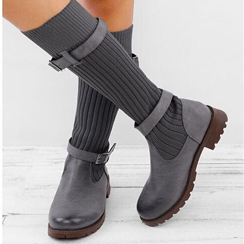 

Damen Stiefel Übergrössen Winterstiefel Halbhohe Stiefel Outdoor Täglich Blockabsatz Runde Zehe Modisch Minimalismus Satin Halbschuhe Feste Farbe Schwarz Kaki Grau