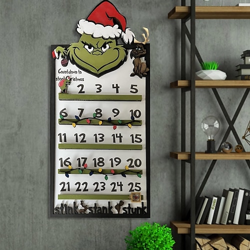 

cartão de contagem regressiva de natal, decoração de enfeites de calendário de advento de natal, placas de porta de contagem regressiva de natal