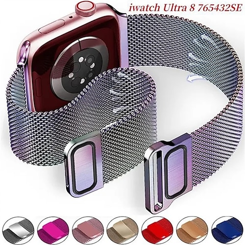 

Pulseira de aço inoxidável para apple watch série 8/se/7/6 /5/4/3/2/1 45mm 44mm 42mm 41mm 40mm 38mm pulseira para iwatch série ultra 49mm