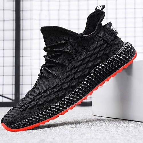 

Herren Turnschuhe Flyknit Schuhe Sport Brautkleider schlicht Outdoor Täglich Rennen Wanderschuhe Fliegendes Weben Atmungsaktiv Komfortabel Rutschfest Schwarz Rot Schwarz Farbblock Frühling